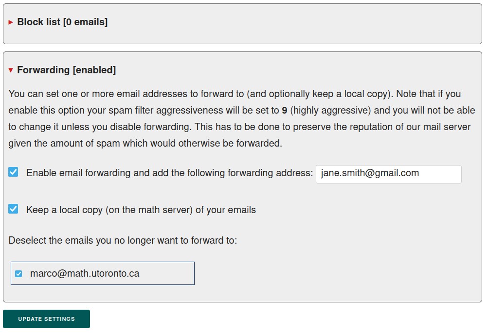 Math server forwarding